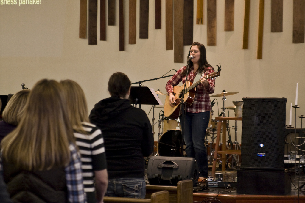Kristen Gilles Leading Worship solo at Sojourn Church women's conference