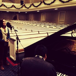 Kristen Gilles and Jonatan Barahona recording at Alumni Chapel, SBTS