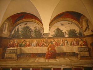 "Last Supper" mural in the refectory of the former friary at Ognissanti.