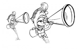 Drawing of two people shouting into megaphones, used via Creative Commons license from http://www.flickr.com/people/shoutput/