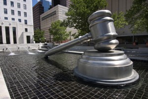 Public statue of judge's gavel