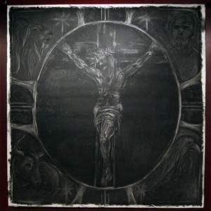 "Crucifixion" charcoal art by Brittany Jennings of Sojourn Visual Arts