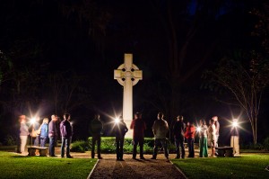 Worship leaders from the Refuge SSI retreat, singing and praying together at the Wesley Memorial on St. Simons Island