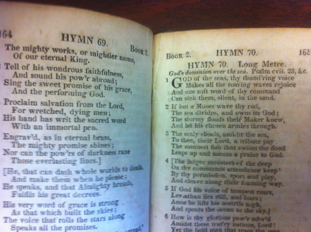 Pages of an Isaac Watts hymnal from 1824