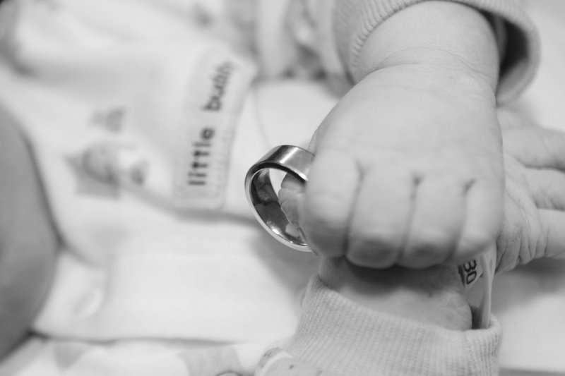 Parker David Gilles, October 21, 2012. In his hand, his father Bobby Gilles's wedding ring.